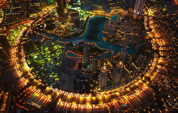 Landscape, night, lights, home, Dubai, UAE