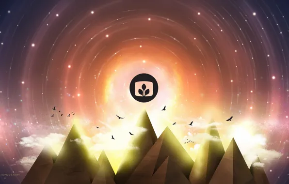 Birds, emblem, peaks, desktopography
