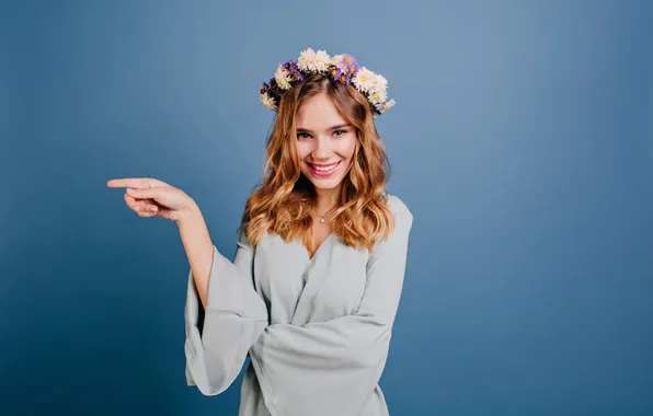 Look, girl, pose, smile, background, hand, portrait, dress