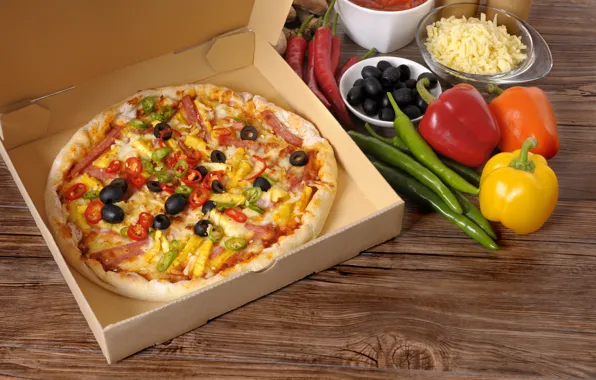 Cheese, Pepper, Pizza, Olives