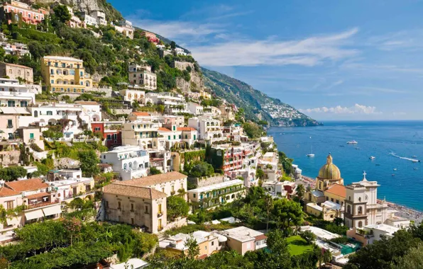 Sea, home, Italy, Amalfi, Positano