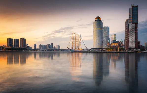 Reflection, ship, home, Netherlands, harbour, Rotterdam