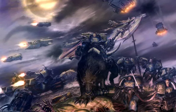 Picture Chaos, the demon, Space Wolves, The Space Wolves, warhammer 40k, space Marines, Nurgl