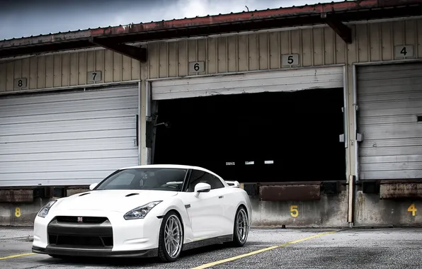 Picture white, composition, Nissan, white, GT-R, Nissan