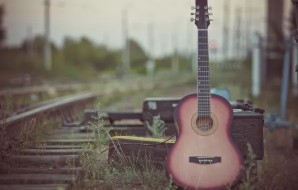 Picture nature, street, guitar, blur, railroad