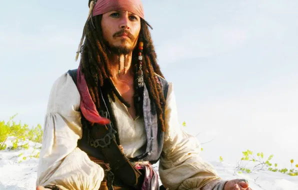 Johnny Depp, Beach, Jack Sparrow, Pirates of the Caribbean