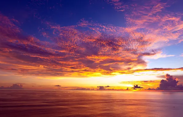 Picture SEA, HORIZON, The OCEAN, The SKY, CLOUDS, SUNSET, DAL, DAWN