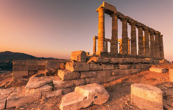 Picture Sunset, Cape Sounio, Temple of Poseidon