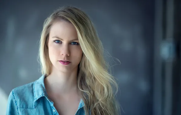 Eyes, face, hair, portrait, blonde, lips, shirt