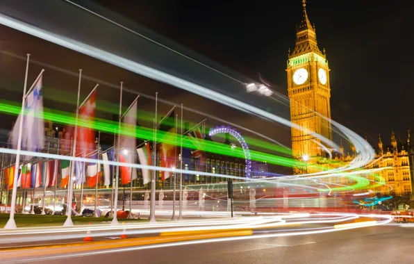 Picture city, night, Big Ben