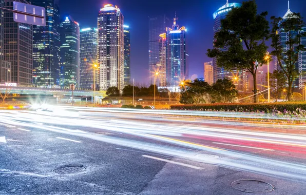 Picture landscape, night, lights, skyscrapers, The city