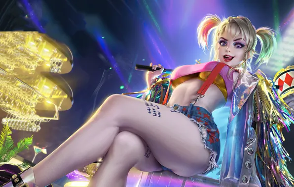 Girl, Shorts, Hairstyle, DC Comics, Harley Quinn, Superhero, Braces, Art Work
