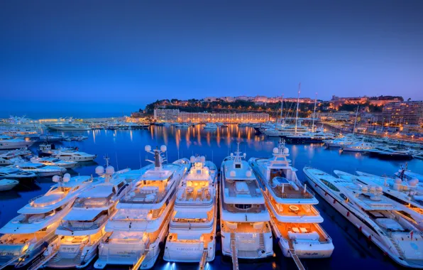 Picture yachts, port, Monaco