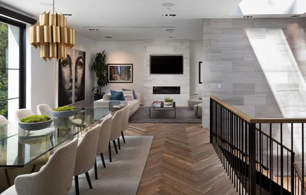 Style, interior, living room, dining room, living, old Hollwyood house