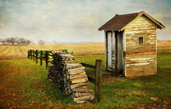 Field, house, style, background