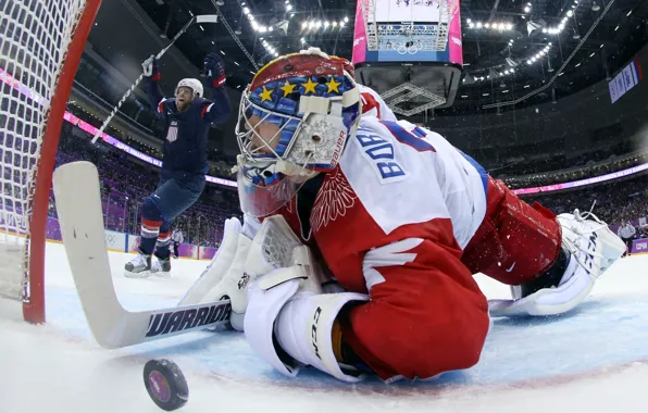Picture USA, United States, Russia, games, Olympic, goal, 2014, Hockey