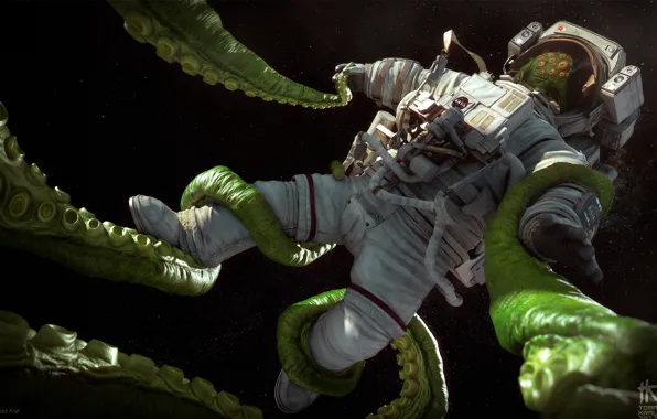 Picture astronaut, the suit, tentacles, Tomas Kral