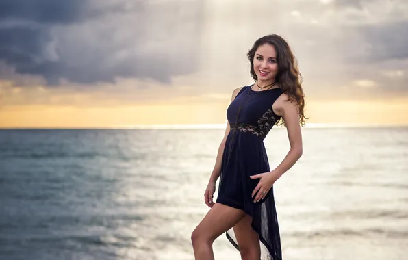 Sea, look, face, background, hair, dress, beauty