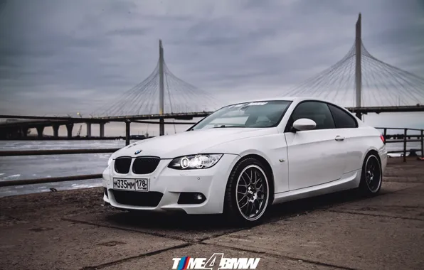 Car, machine, auto, bridge, city, fog, race, bmw