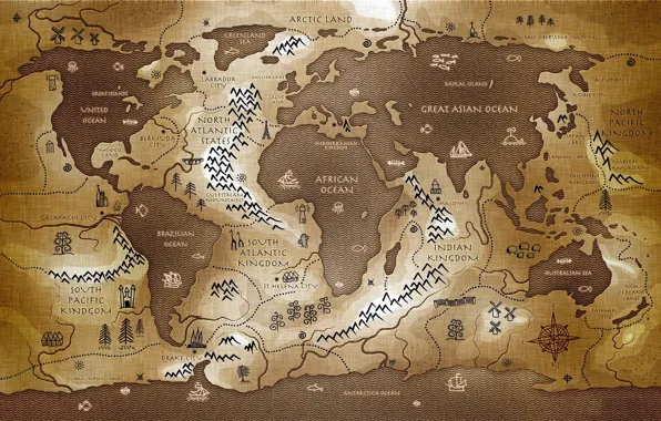 Map, imagination, unusual, contrary, reversed