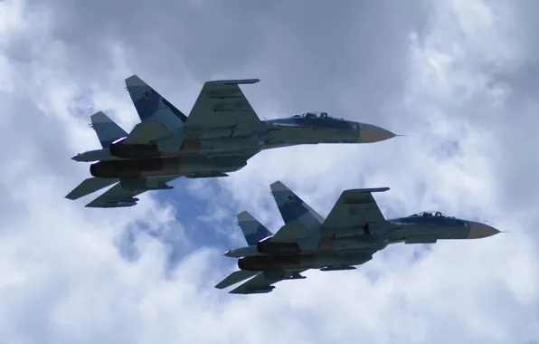 The sky, fighters, flight, Su-27