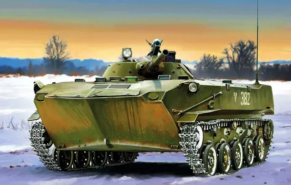 Weapon, war, art, painting, tank, BMD-1