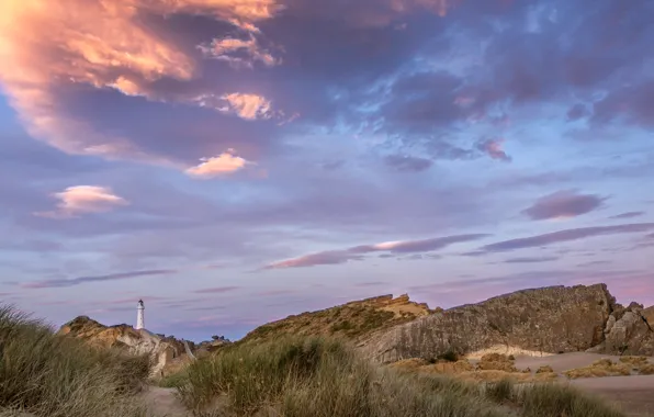 New Zealand, Sunset, Lighthouse, Wellington, Castlepoint