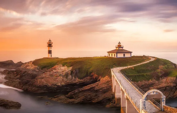 Picture lighthouse, island, Spain, Isla Pancha, Pancha