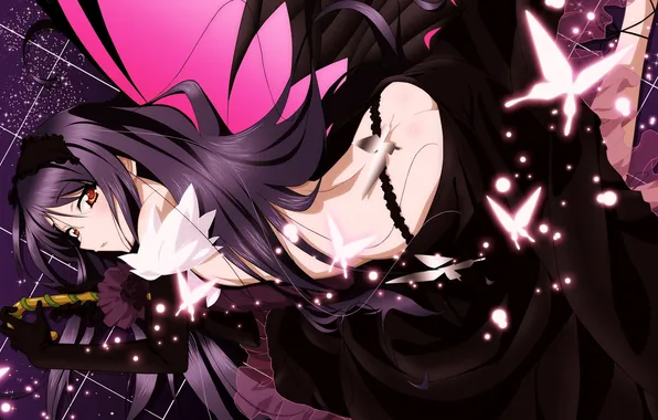 Picture girl, butterfly, abstraction, art, kuro yuki hime, accel world, nyantype