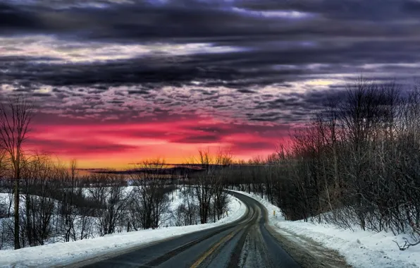 Picture road, the sky, sunset