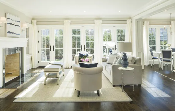 Interior, fireplace, NYC, living room, dining room