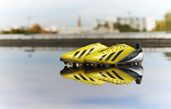 Picture Reflection, Yellow, Adidas, Adidas, Cleats, Shoes