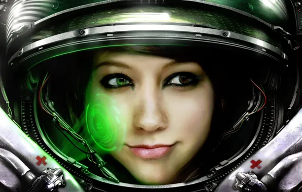 Picture girl, the suit, Medic, Starcraft, astronaut, Boxxy