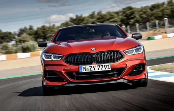 Picture coupe, BMW, track, Coupe, the front, 2018, 8-Series, dark orange