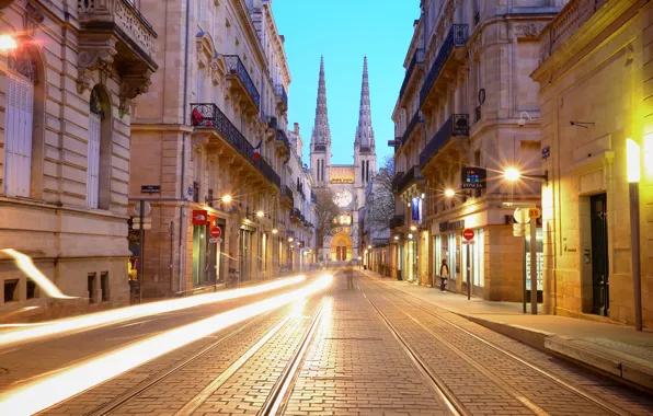 Light, France, excerpt, Church, twilight, Bordeaux