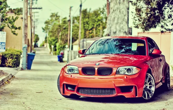 Picture car, BMW, urban, vehicle, red cars, BMW 1 series