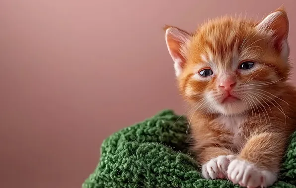 Cat, look, pose, kitty, legs, baby, red, face