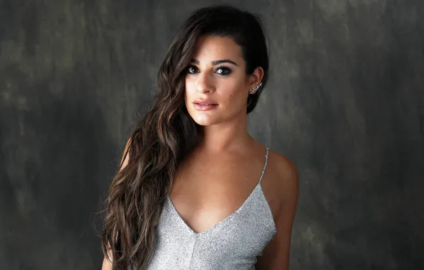 Look, girl, face, hair, dress, Lea Michele, Lea Michele