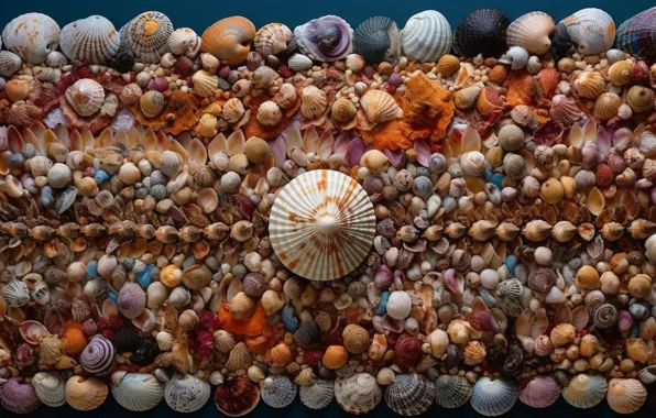Clam, sink, shell, shell, a lot, collection, shell, shellfish
