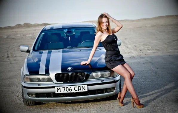 Picture auto, look, smile, desert, Girls, BMW, beautiful girl