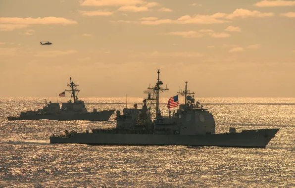 Cruiser, destroyer, USS Sterett, DDG-104, CG-67, USS Shiloh