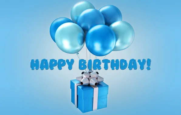 Balloons, birthday, Happy Birthday, blue, balloons, Design by Marika