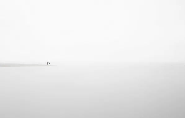 Picture sea, fog, people