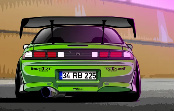 Silvia, Nissan, Green, S14, Drift Spec Vector, by Edcgraphic, 200SX