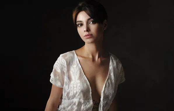 Tattoo, neckline, blouse, Tanya, Sergei Martynov
