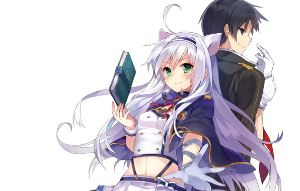 Girl, anime, Book, art, Guy, characters, Rokudenashi Majutsu Koushi's Akashic Records