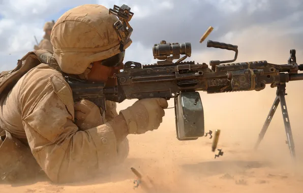 Picture soldier, military, M249, light machine gun