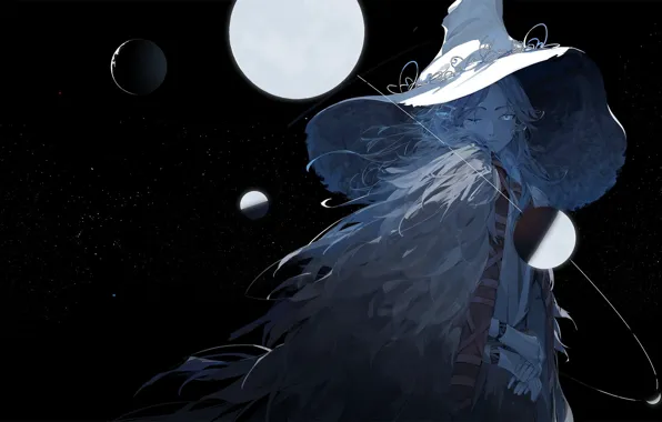 Girl, fantasy, the night sky, Elden Ring, Ranni The Witch, by saberiii, plants