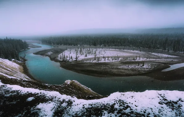 Winter, snow, river