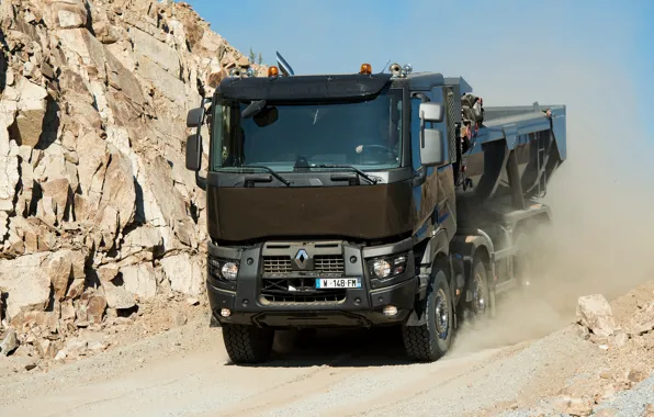 Picture movement, dust, Renault, body, dump truck, four-axle, Renault Trucks, K-series